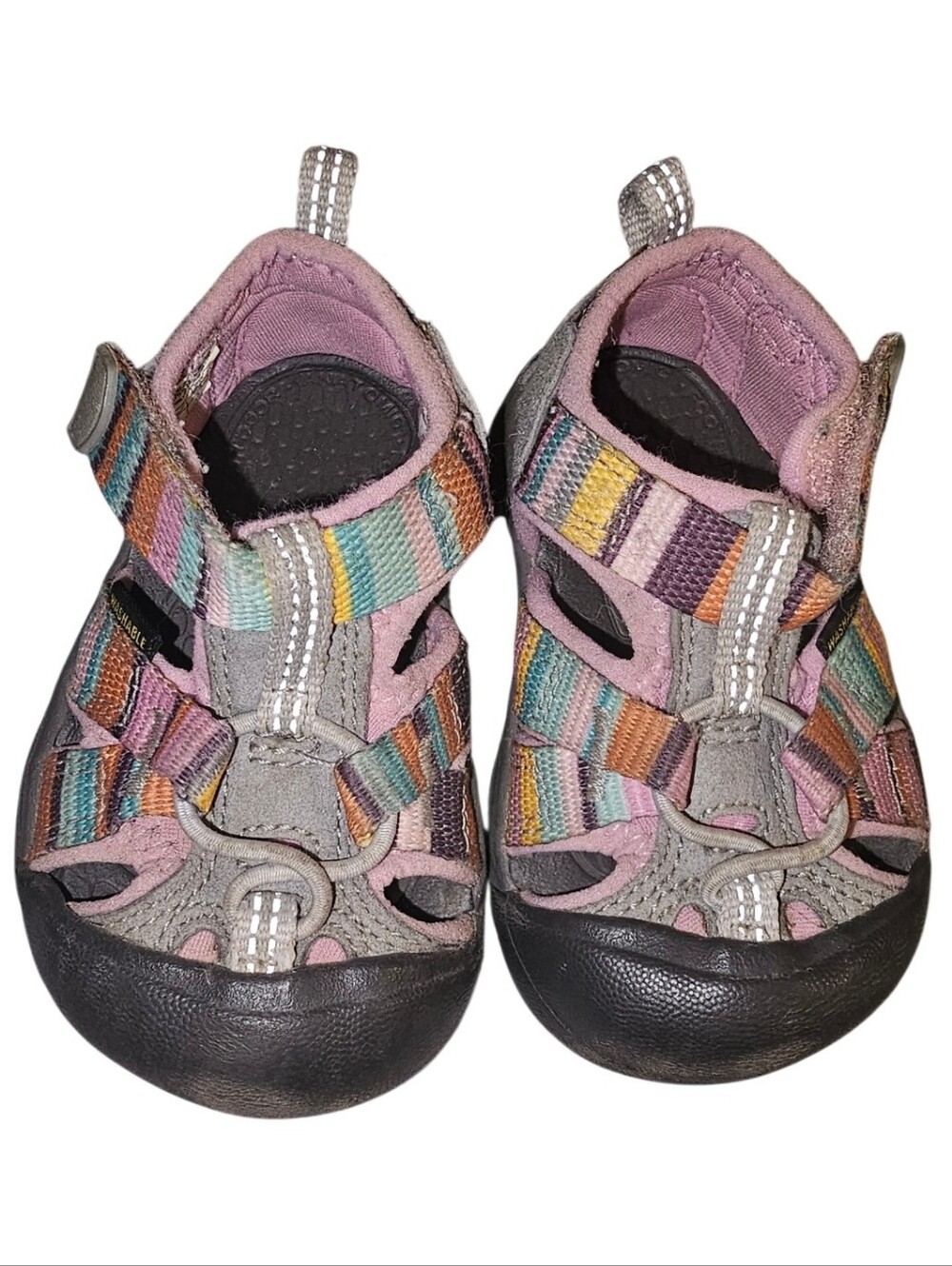 Keen Kids Pink & Multi-Striped Closed-Toe Sandals